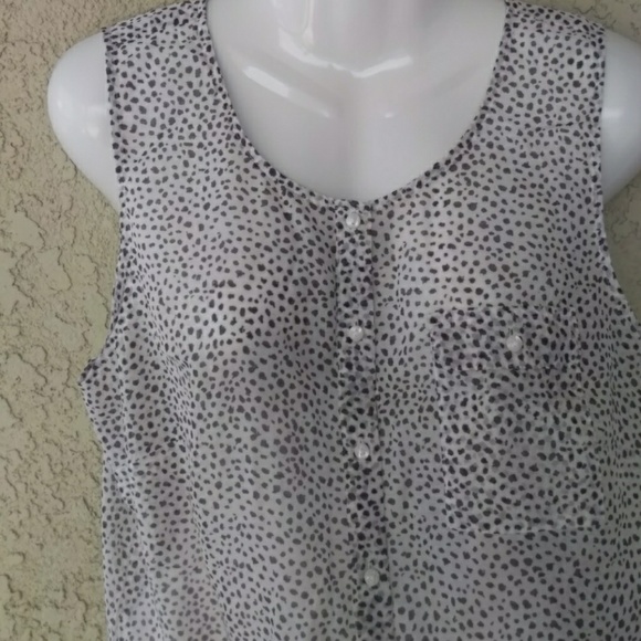 Ann Taylor chiffon brown and white sheer tank - Picture 5 of 8